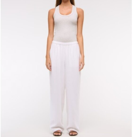 Abercrombie and Fitch Straight Linen Blend Pull On Pants. Size L - Picture 4 of 10